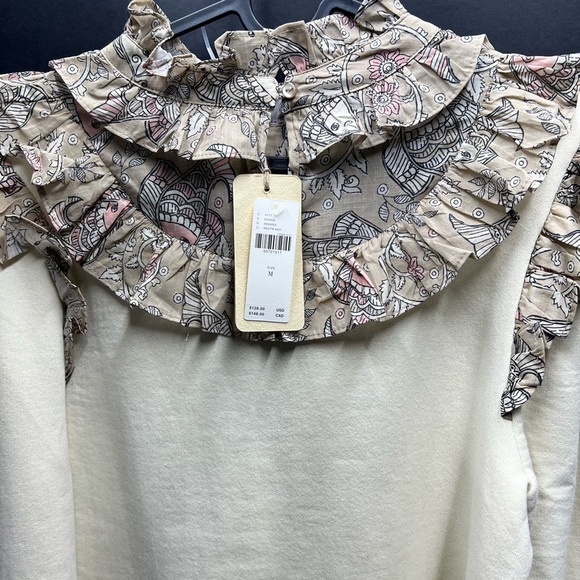 NWT Anthropologie Letmbe Isabelle Cream Whimsical Ruffled Pullover Top - Picture 5 of 6